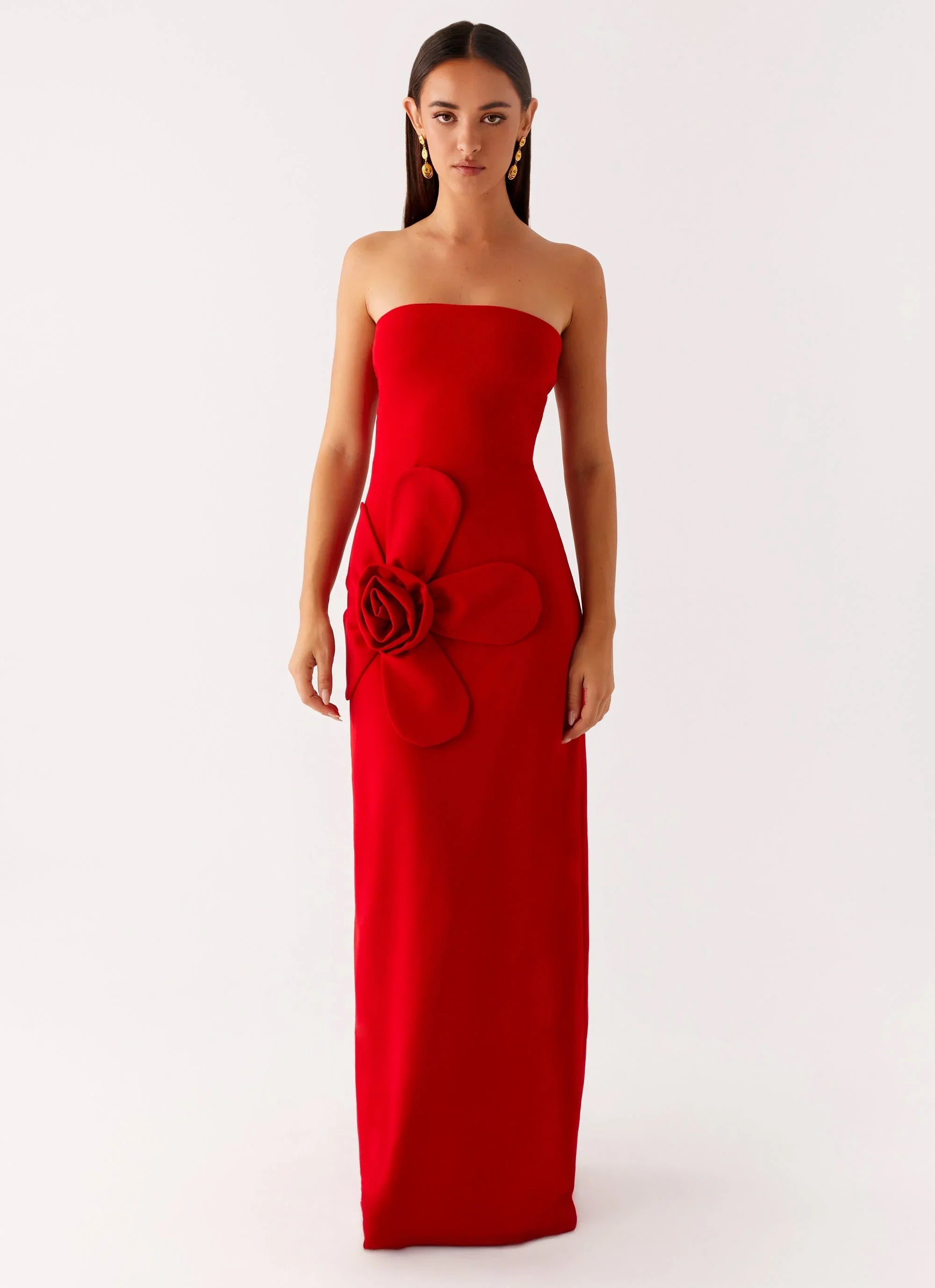 Hilton Strapless Maxi Dress Red