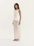 White Contrast Gold Button Tailored Waistcoat