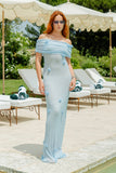 Brynn Orchid Knit Maxi Dress Baby Blue