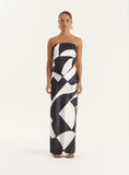 Abstract Print Satin Bandeau Top