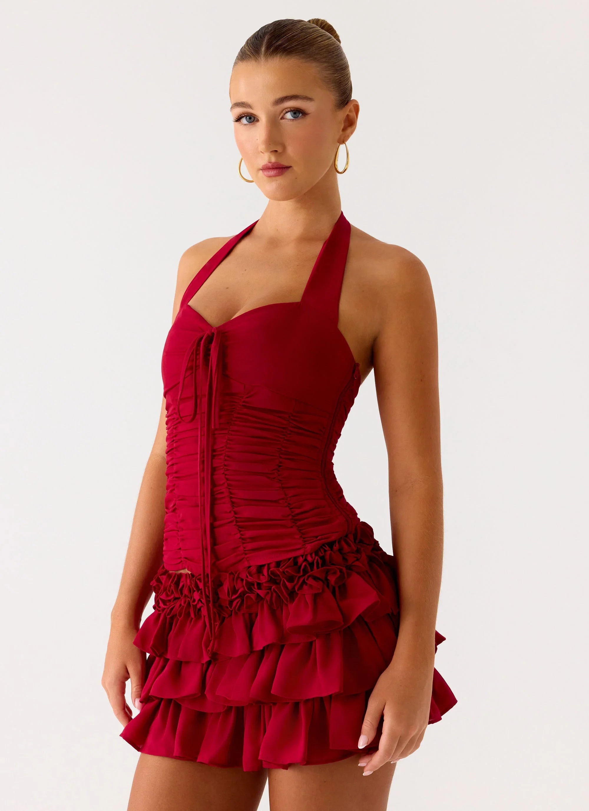 Someone Else Halter Top Dark Cherry