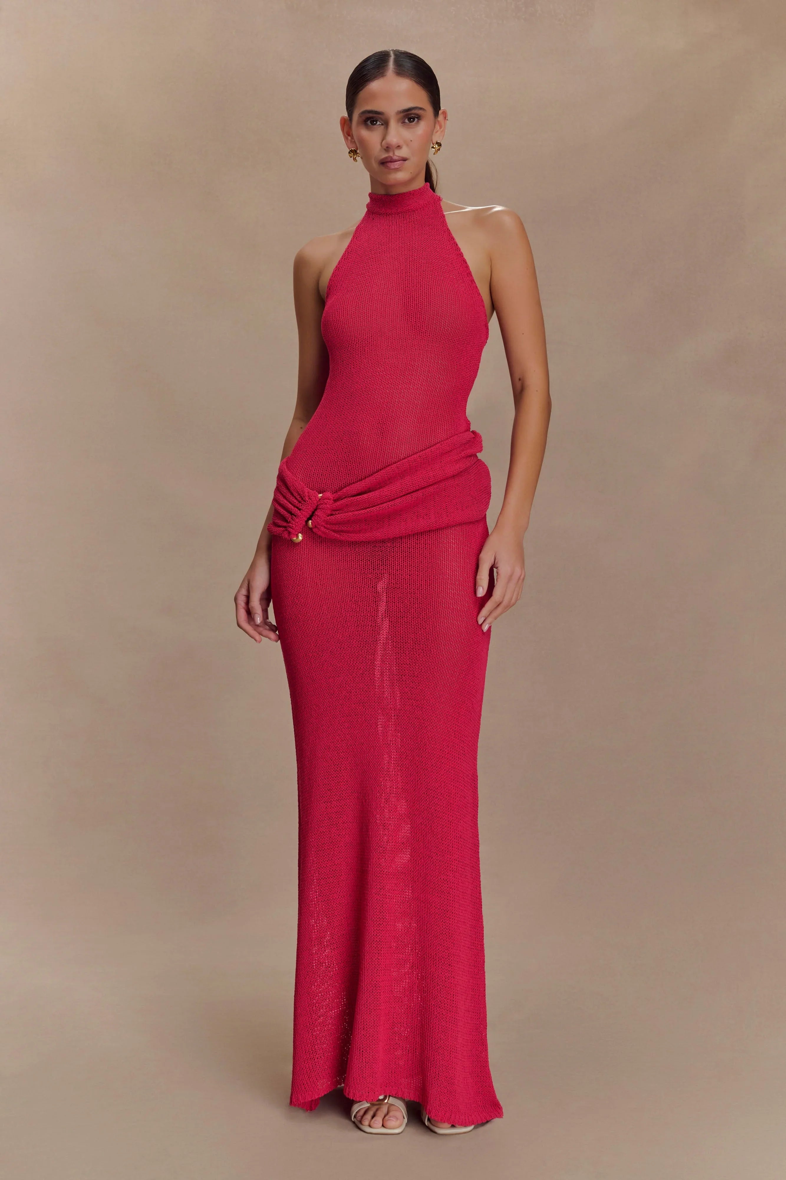 Reece Halter Knit Maxi Dress Dragonfruit