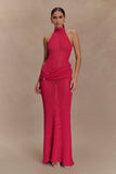 Reece Halter Knit Maxi Dress Dragonfruit