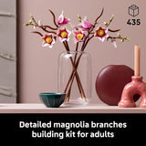 LEGO Botanicals Magnolia Branches Building Set for Adults Ages 18 Gift for Birthdays Artificial Flowers for Home Office Bedroom or Desk Decor 11510
