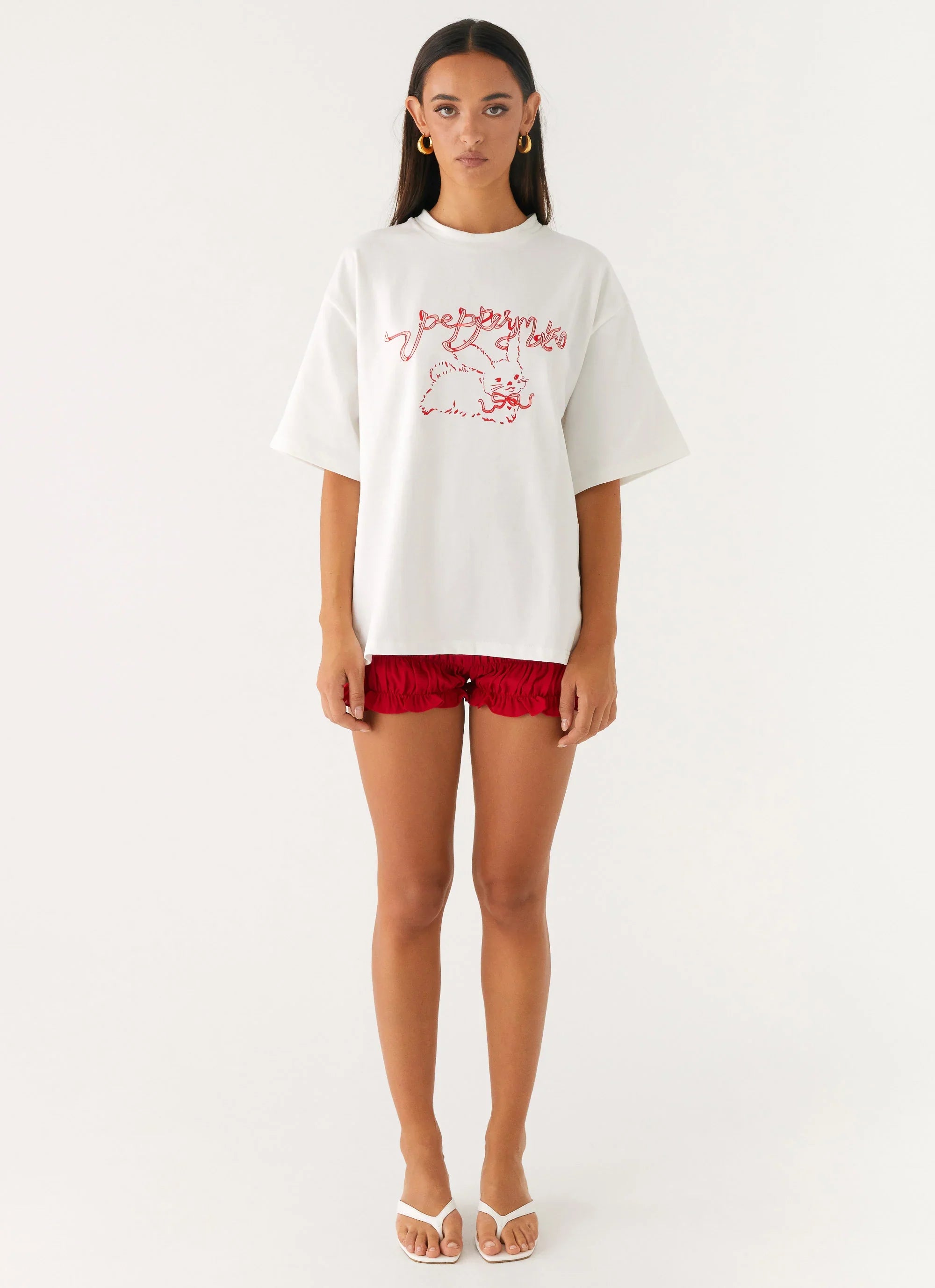 Born To Have Fun Oversized Graphic Tee Pink Bunny