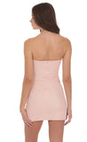Crinkle Shimmer Pointed Bodycon Dress in Pink