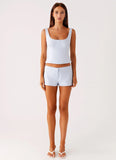 Coastline Cotton Micro Mini Shorts Blue