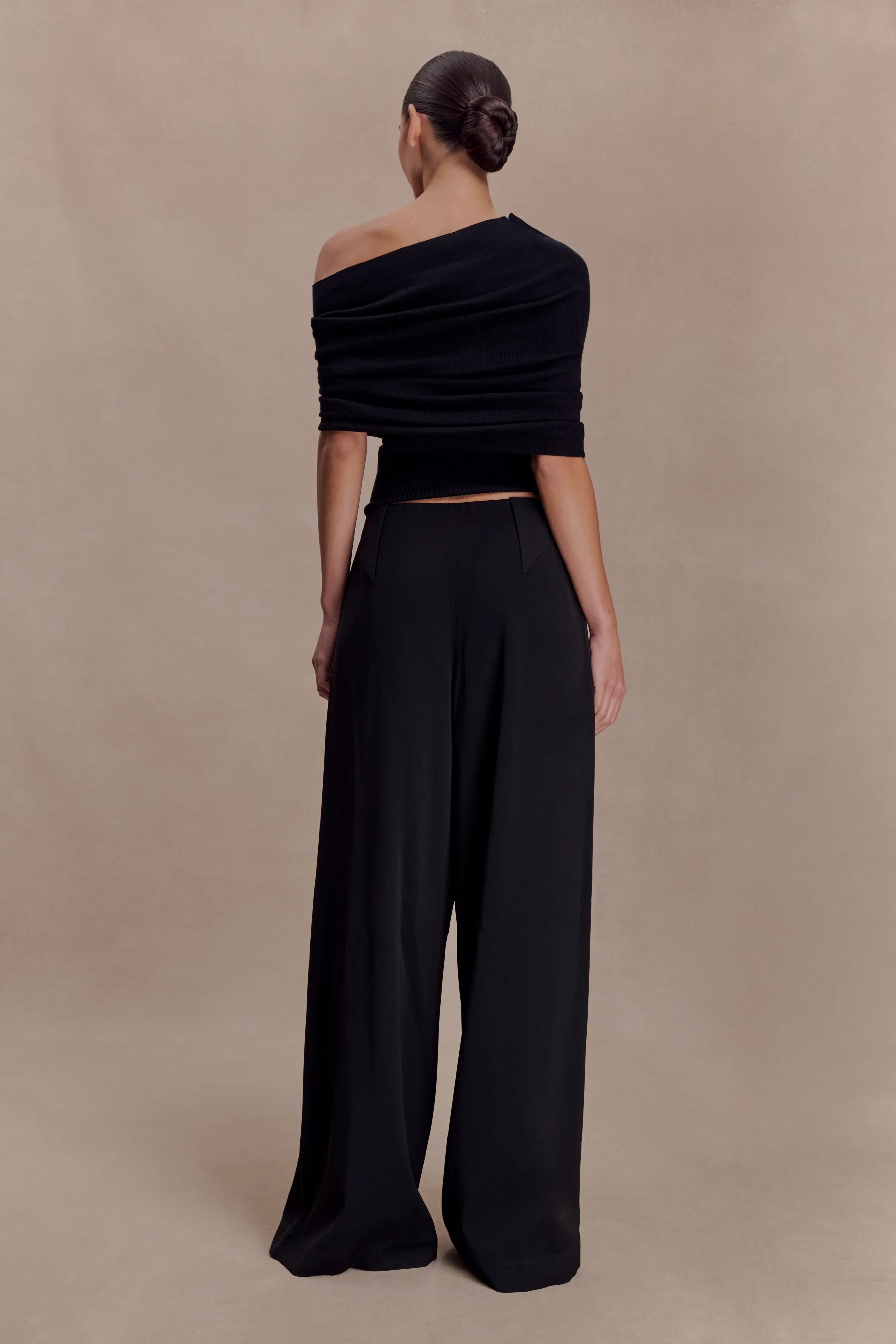 Sierra Asymmetrical Cashmere Blend Knit Top Black