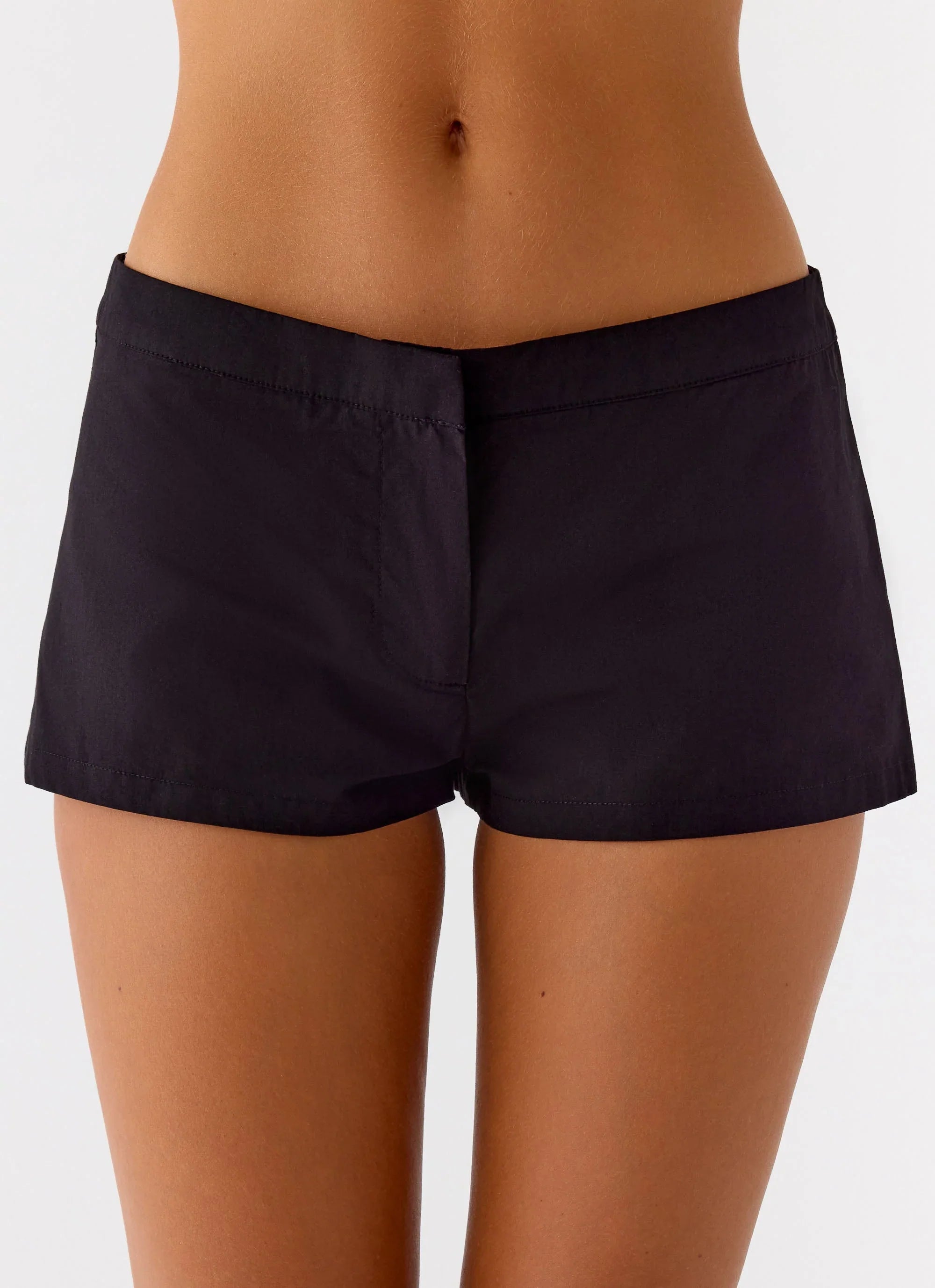 Coastline Cotton Micro Mini Shorts Black