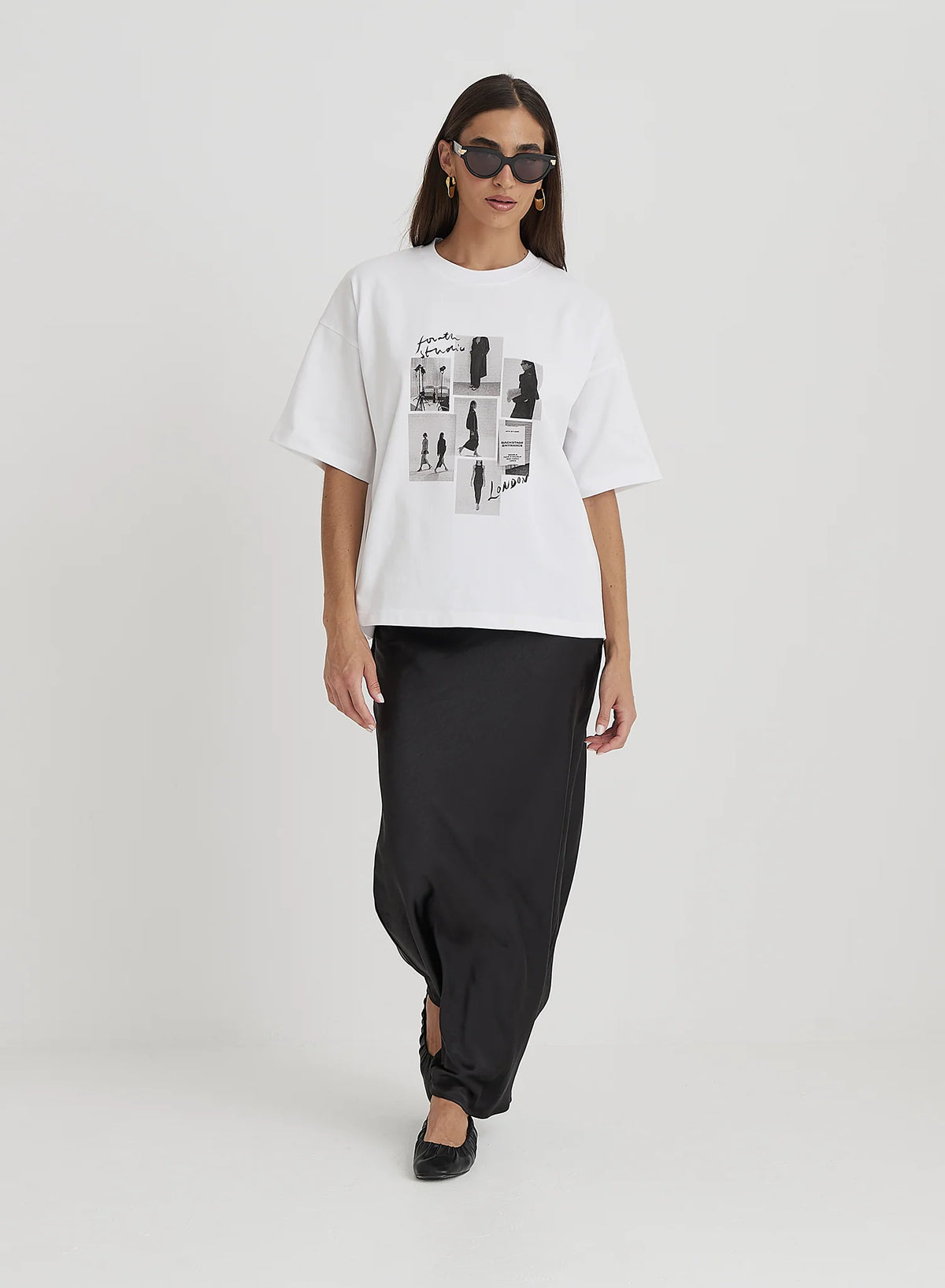 White Catwalk Polaroid Graphic T Shirt
