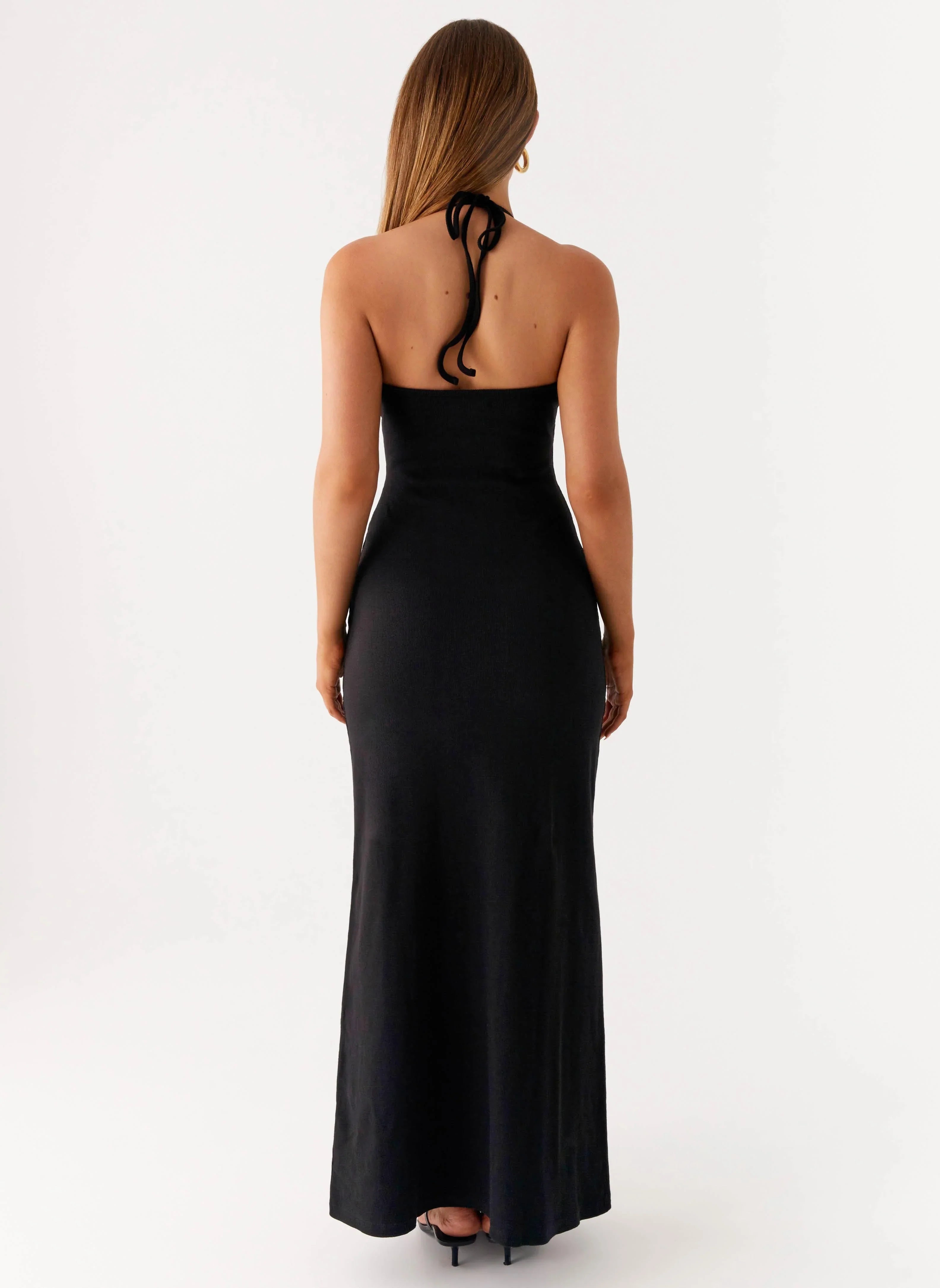 Yaselle Button Front Maxi Dress Black