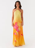 Chloe Maxi Dress Orange Floral