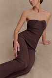Elodie Strapless Cupped Knit Top Chocolate