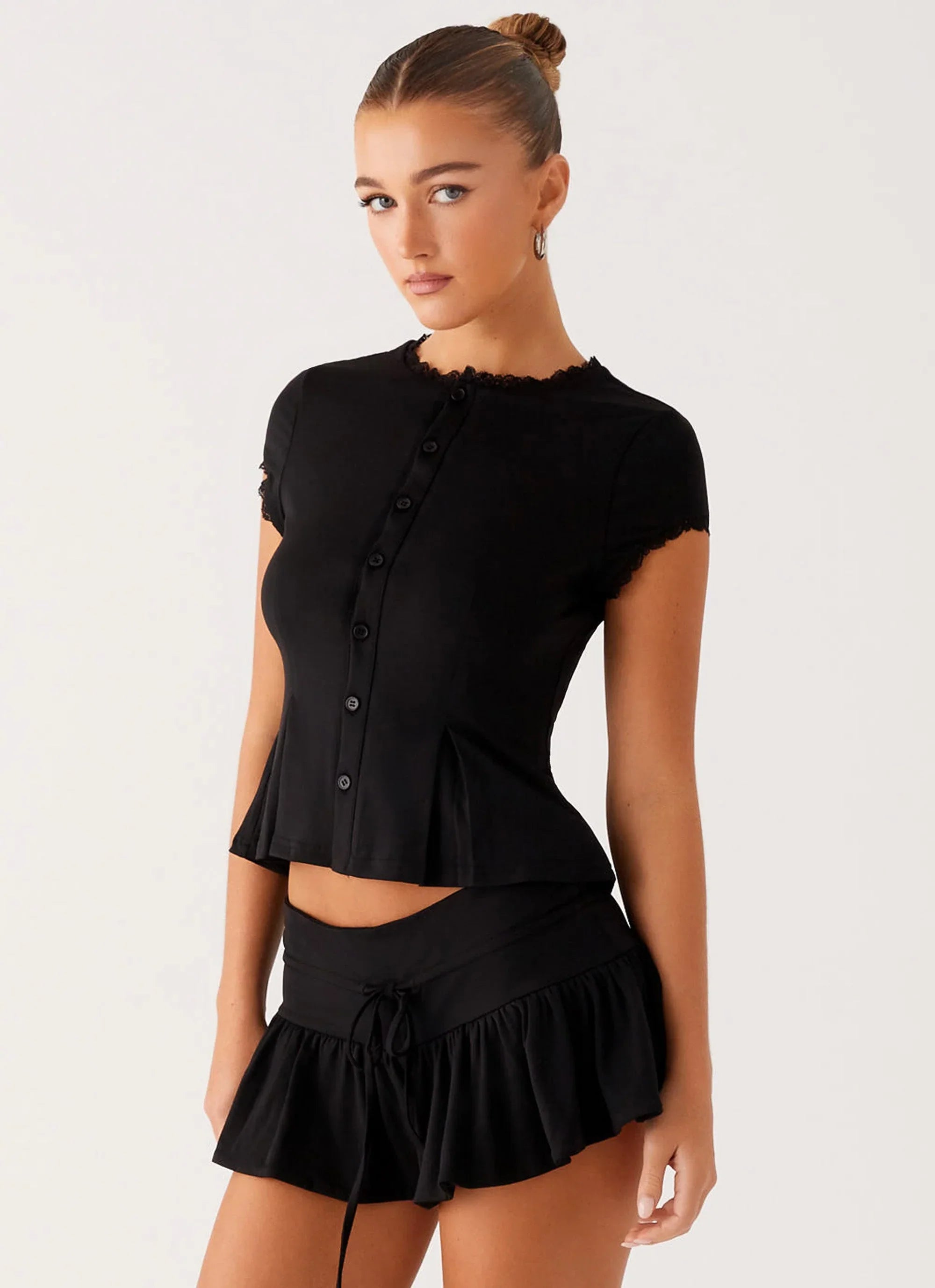 Landon Button Up Top Black