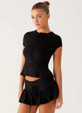 Landon Button Up Top Black