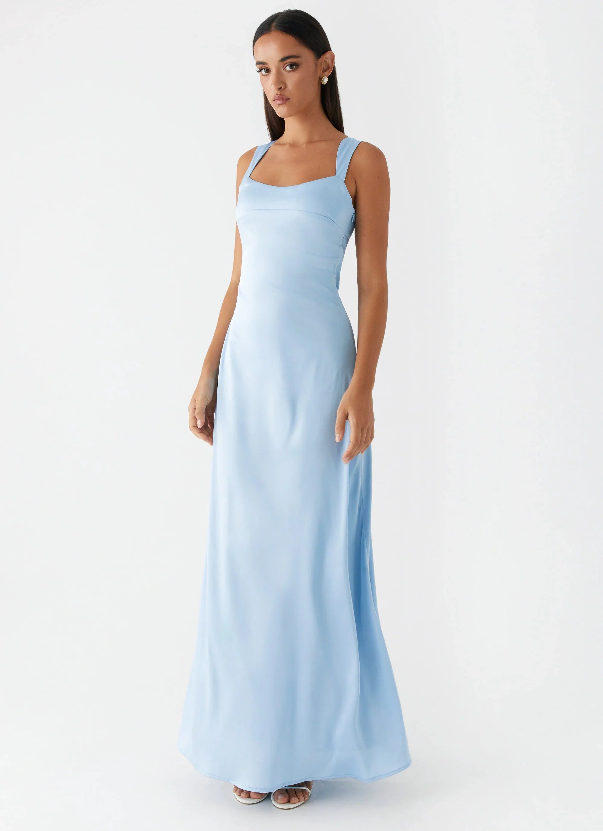 Odette Satin Maxi Dress Blue