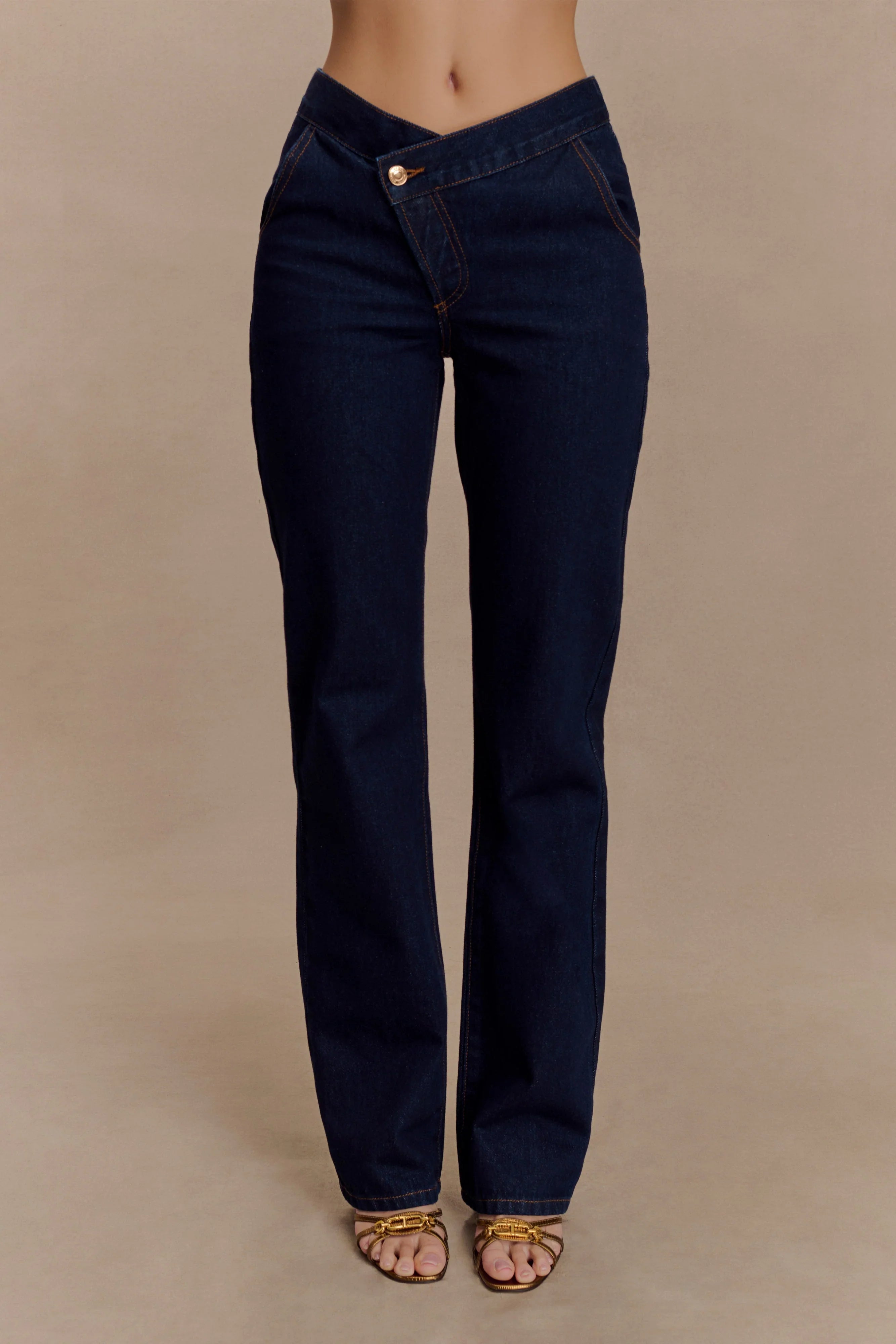 Remington V Front Straight Leg Jeans Indigo Blue
