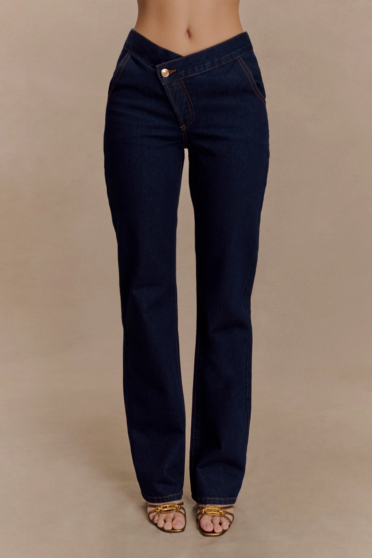 Remington V Front Straight Leg Jeans Indigo Blue