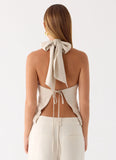 Maddox Linen Top Oat