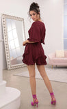 Ruffle Dress in Burgundy