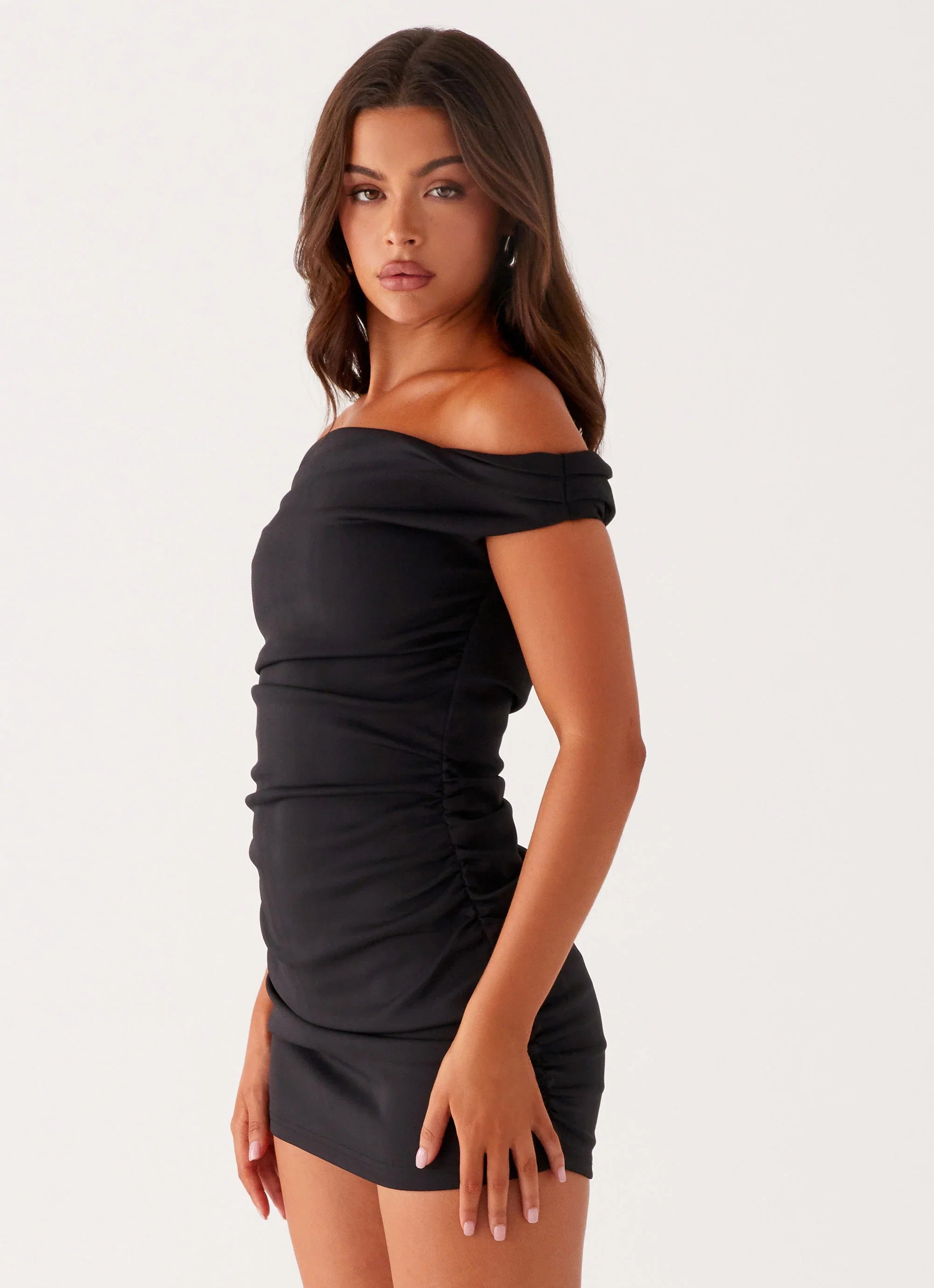 Morgan Off Shoulder Mini Dress Black