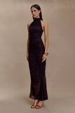 Matilda Ruched Mesh Maxi Skirt Chocolate