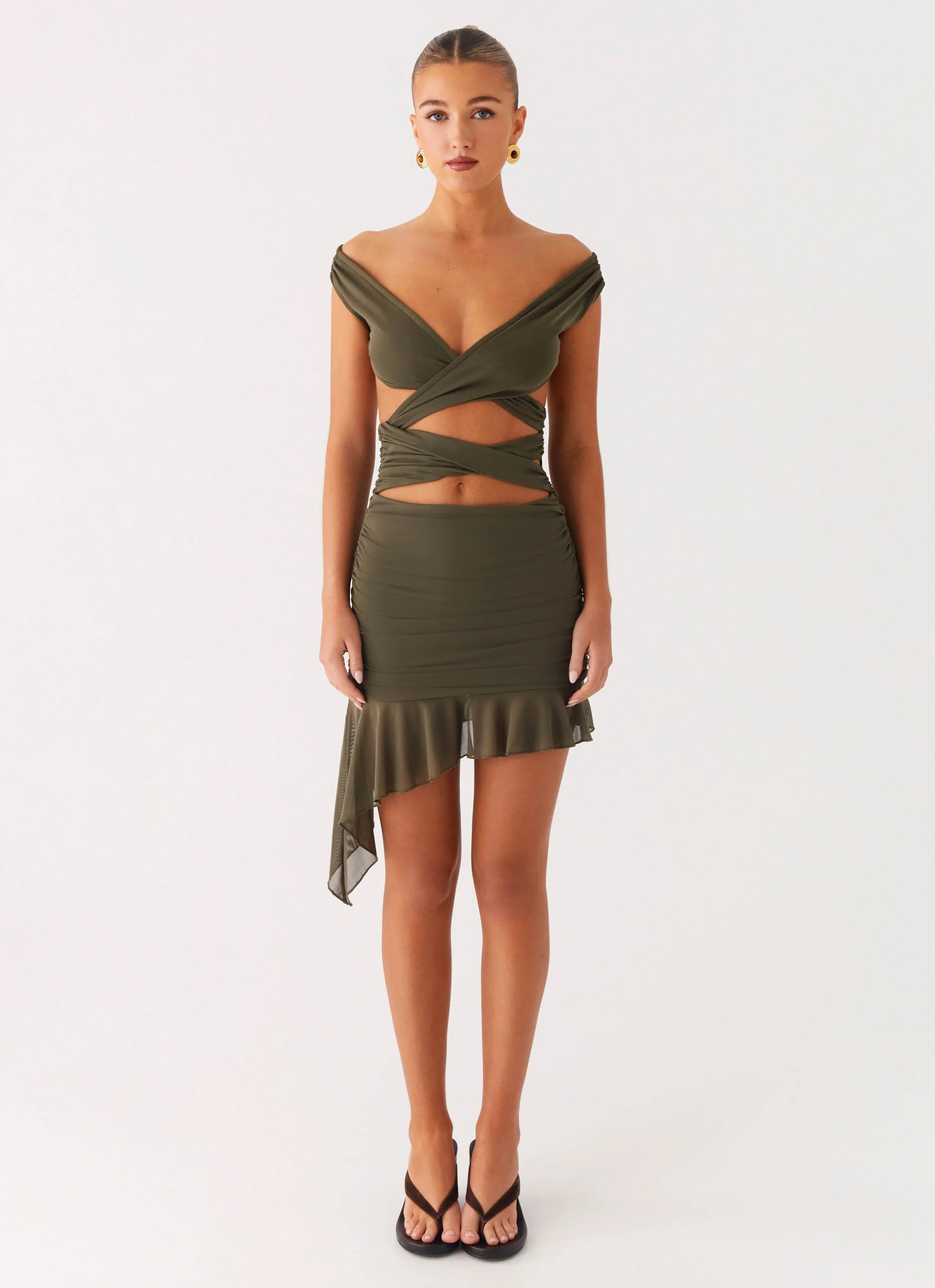 Ivy Whisper Mini Dress Khaki