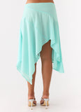 Kia Low Rise Asymmetrical Midi Skirt Aqua