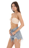 Ruffle Crop Top in Light Peach