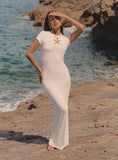 Cream Sheer Knitted Maxi Dress