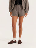 Brown Check Mini Shorts
