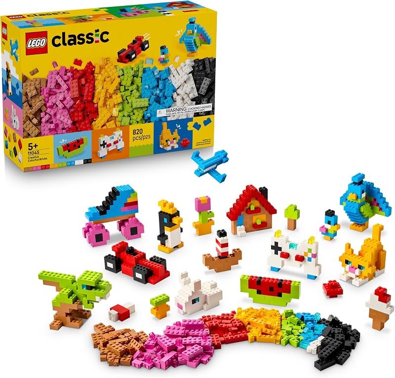 LEGO Classic Creative Colorful Bricks 11045 Preschool Building Toys for Girls Boys Ages 5 Sturdy Build for Pretend Play 820 pieces Gift Idea