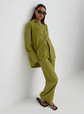Green Jacquard Satin Print Trouser