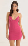 Crepe Rhinestone Corset Dress in Pink