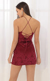Cross Neckline Dress in Red Velvet