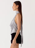 Shining Lights Cowl Top Silver