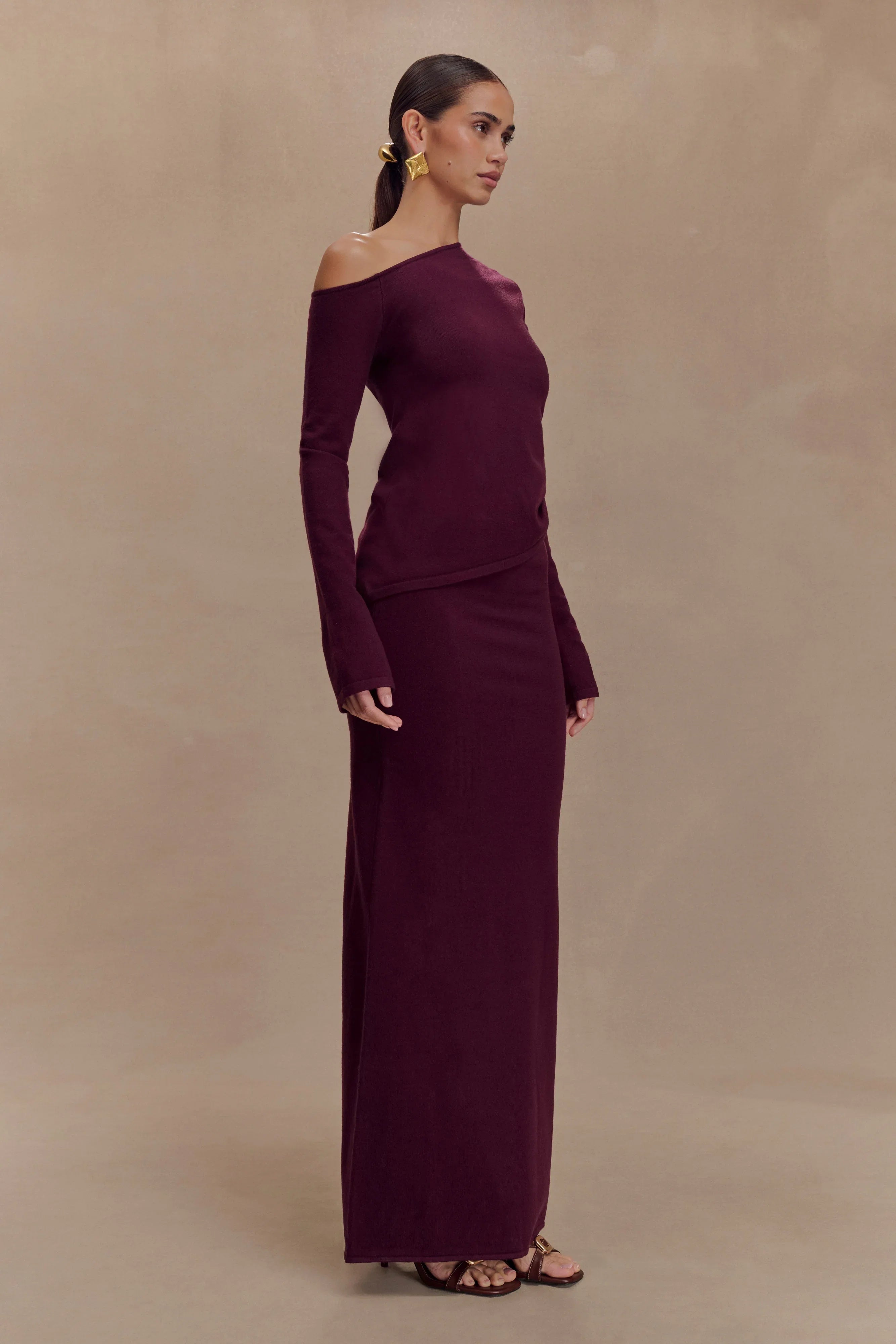 Miles Knit Maxi Skirt Plum