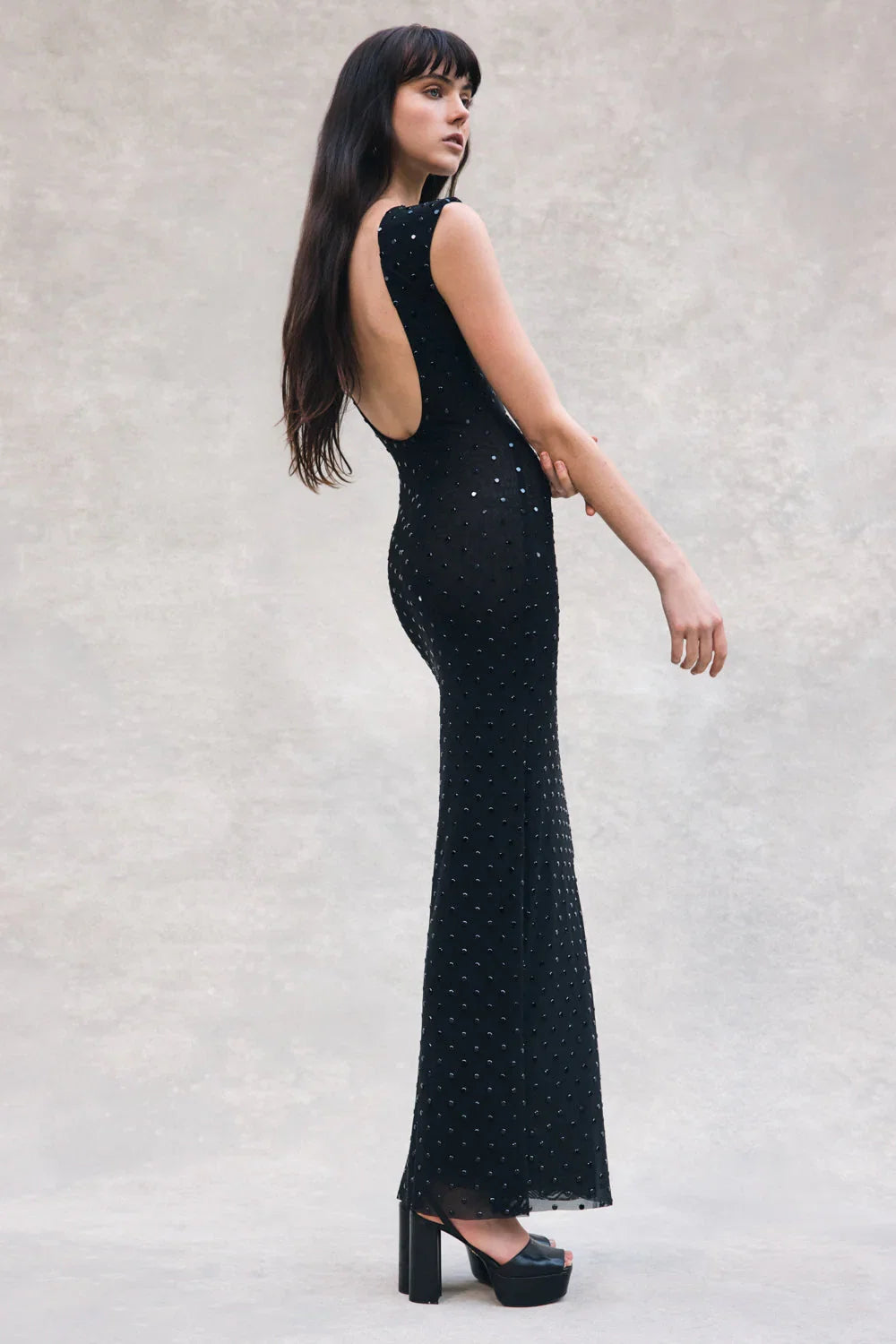 Samara Sleeveless Diamante Maxi Dress Black