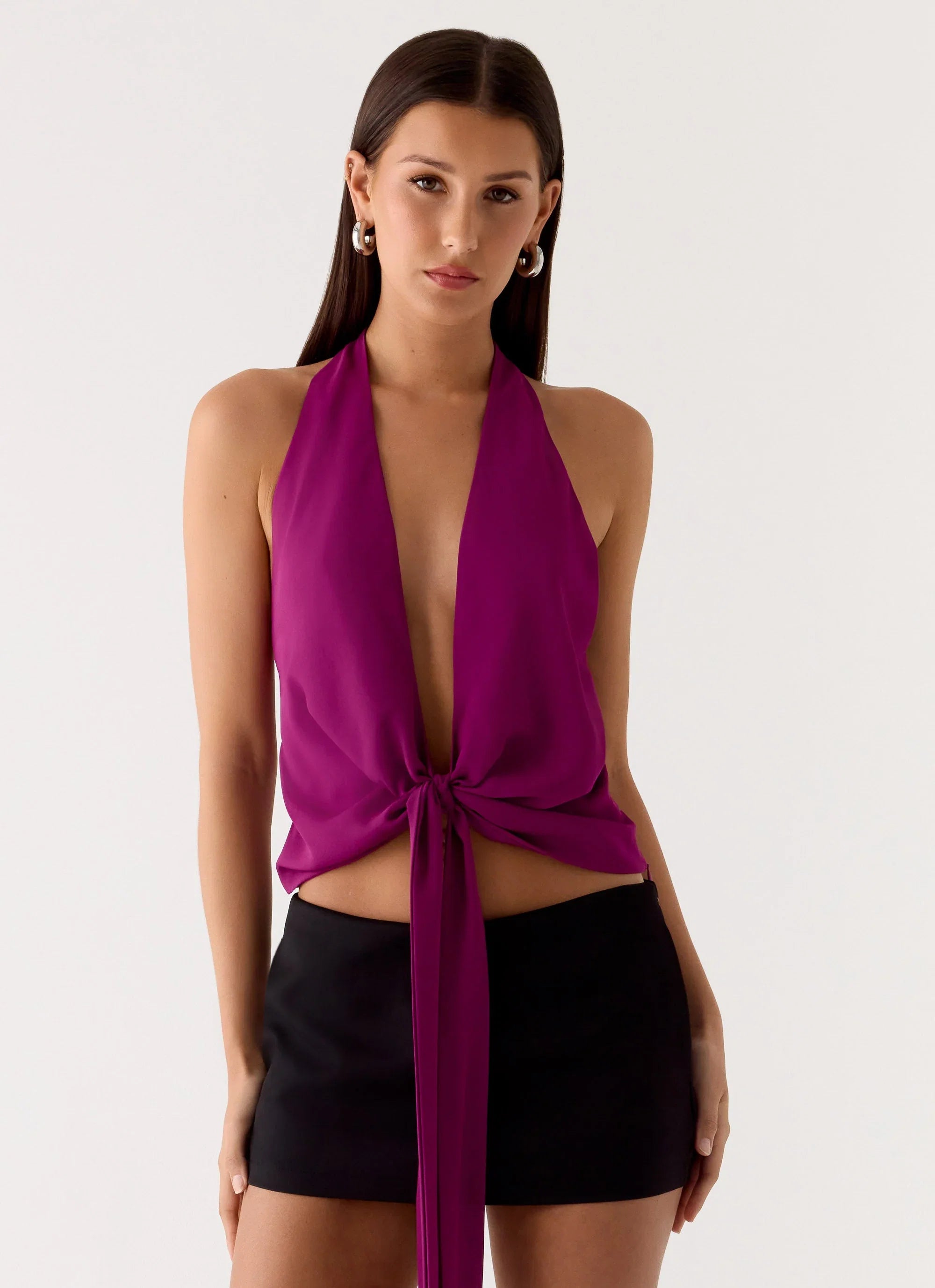 Right Back Halter Top Maroon