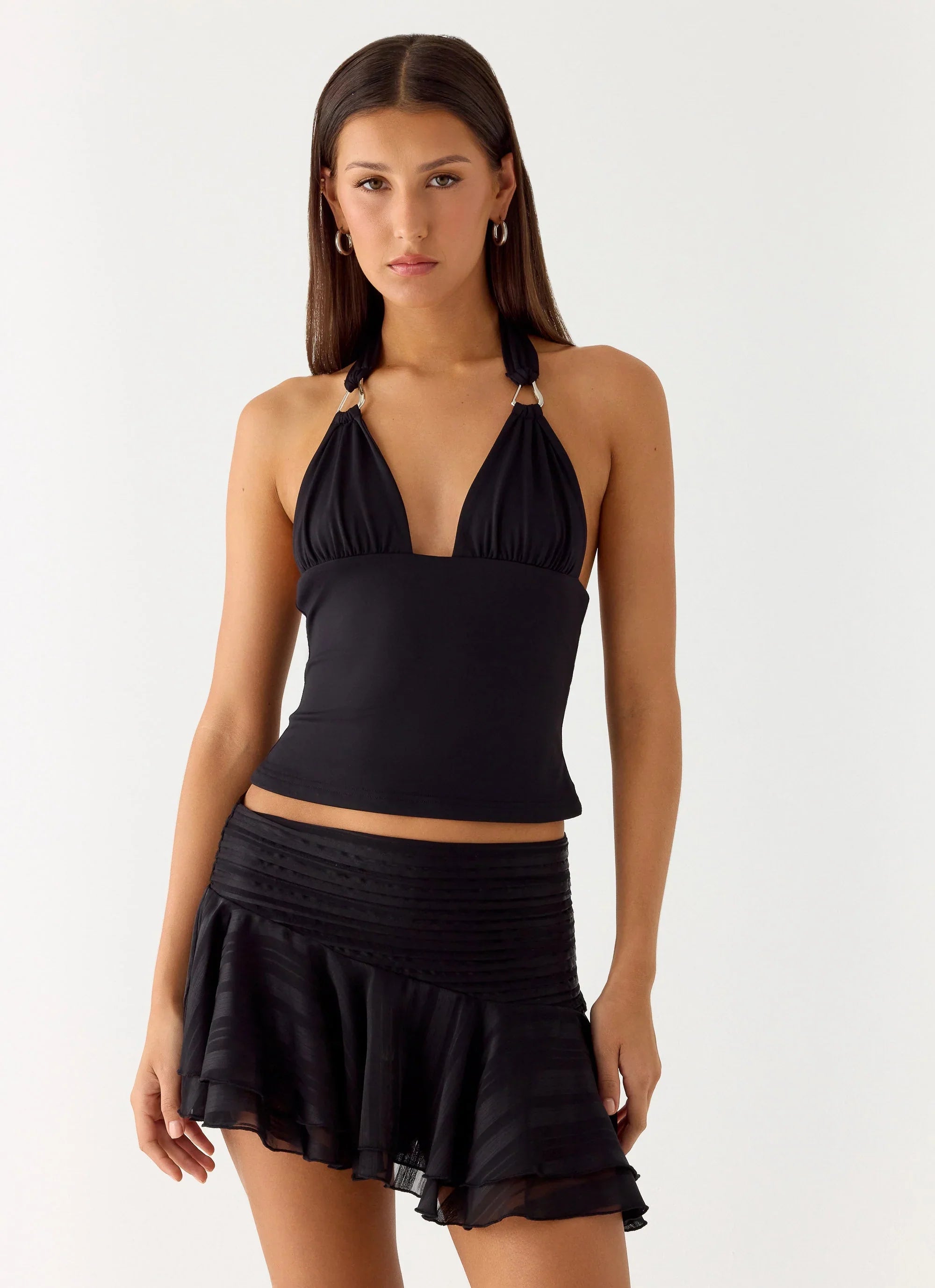 Willow Chiffon Mini Skirt Black