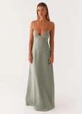 Middle Ground Linen Maxi Dress Sage