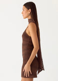 Paloma Days Beaded Scarf Mini Dress Chocolate