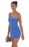 One Shoulder Cutout Dress in Blue