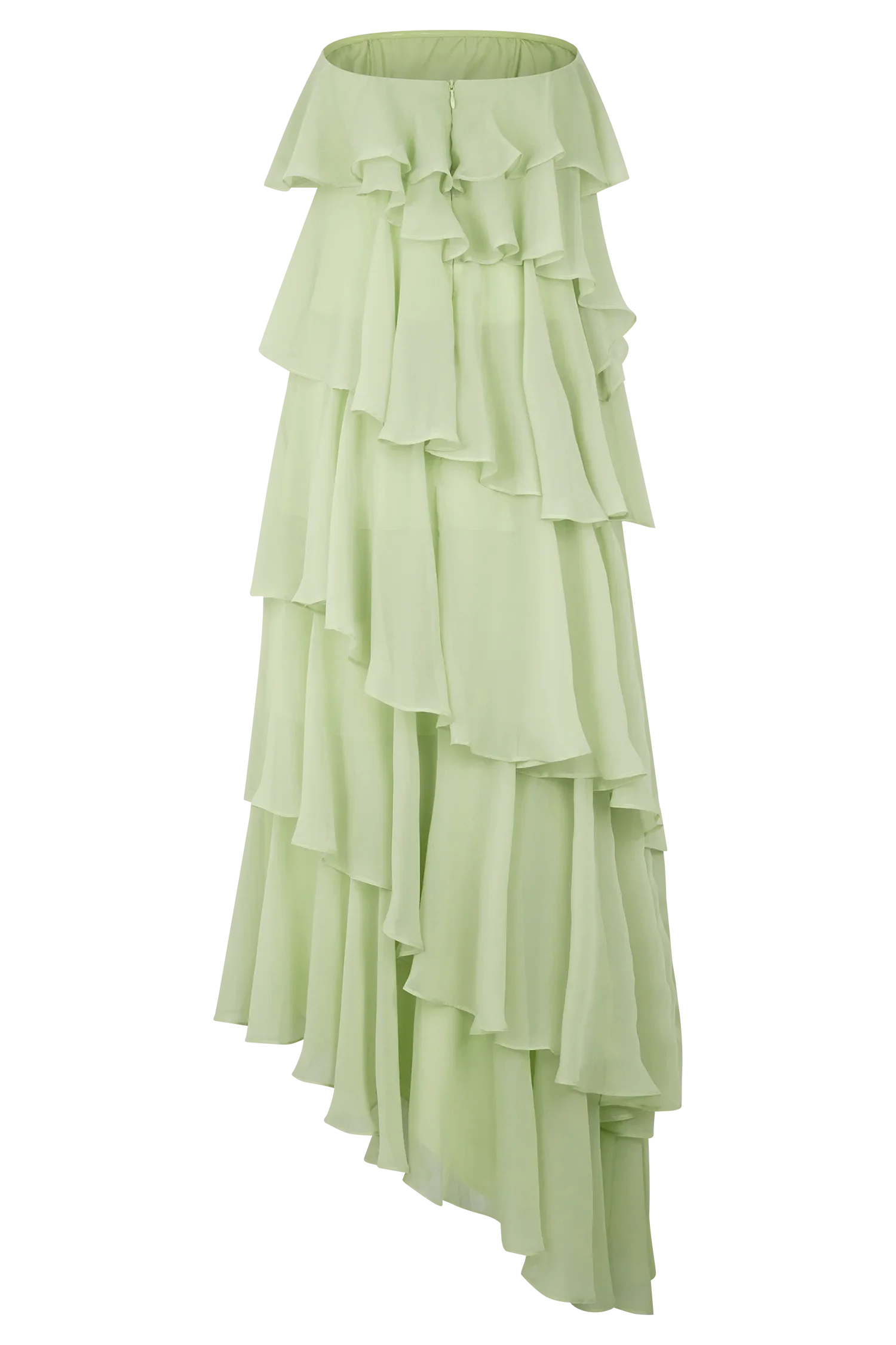 Alexa Ruffle Chiffon Maxi Dress Pastel Lime