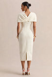 Novalie Cream V Neck Midi Dress With Twist Detail
