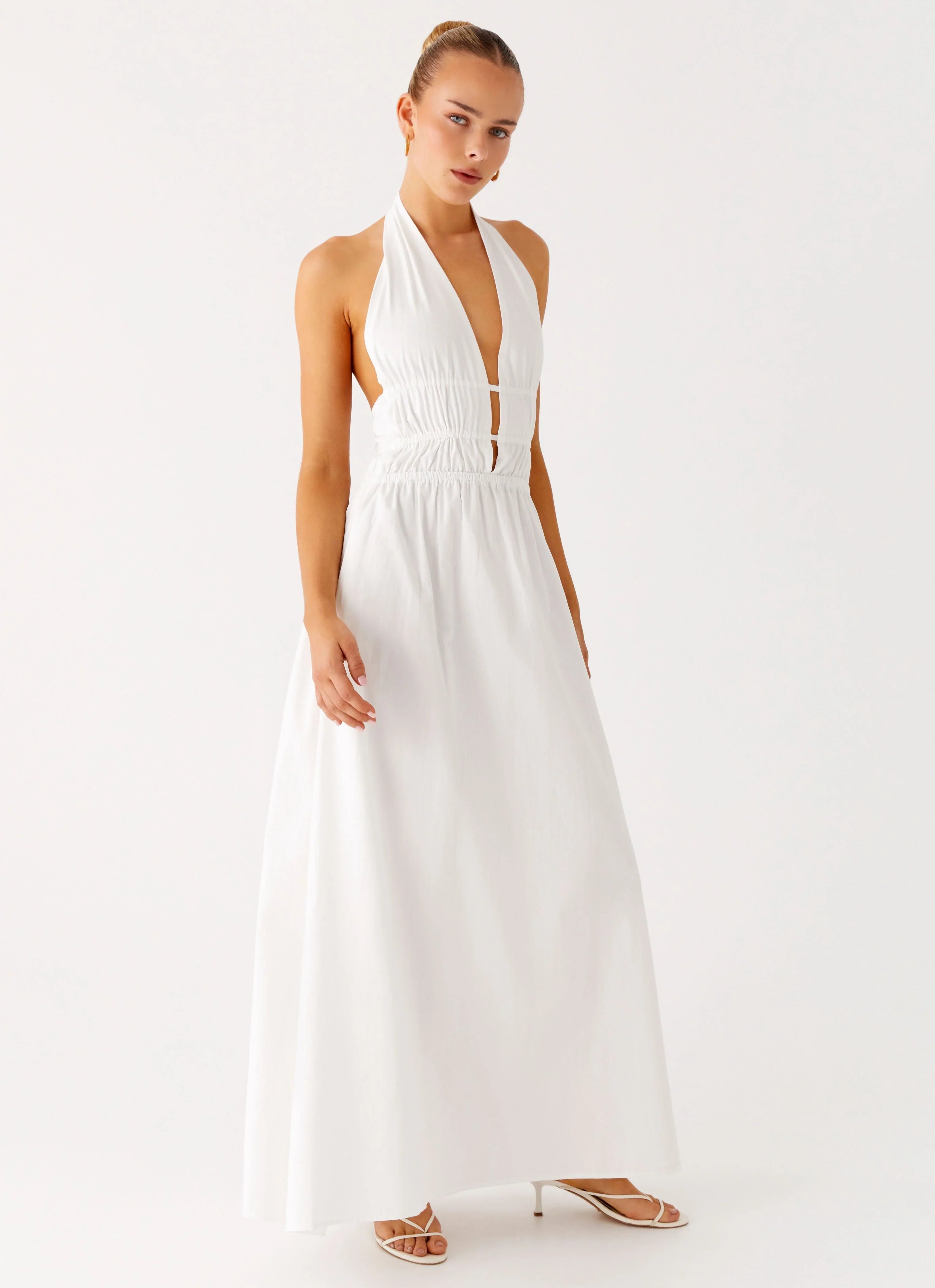 Figaro Halter Maxi Dress White