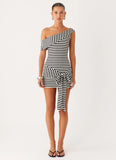 All Day Mini Dress Black White Stripe