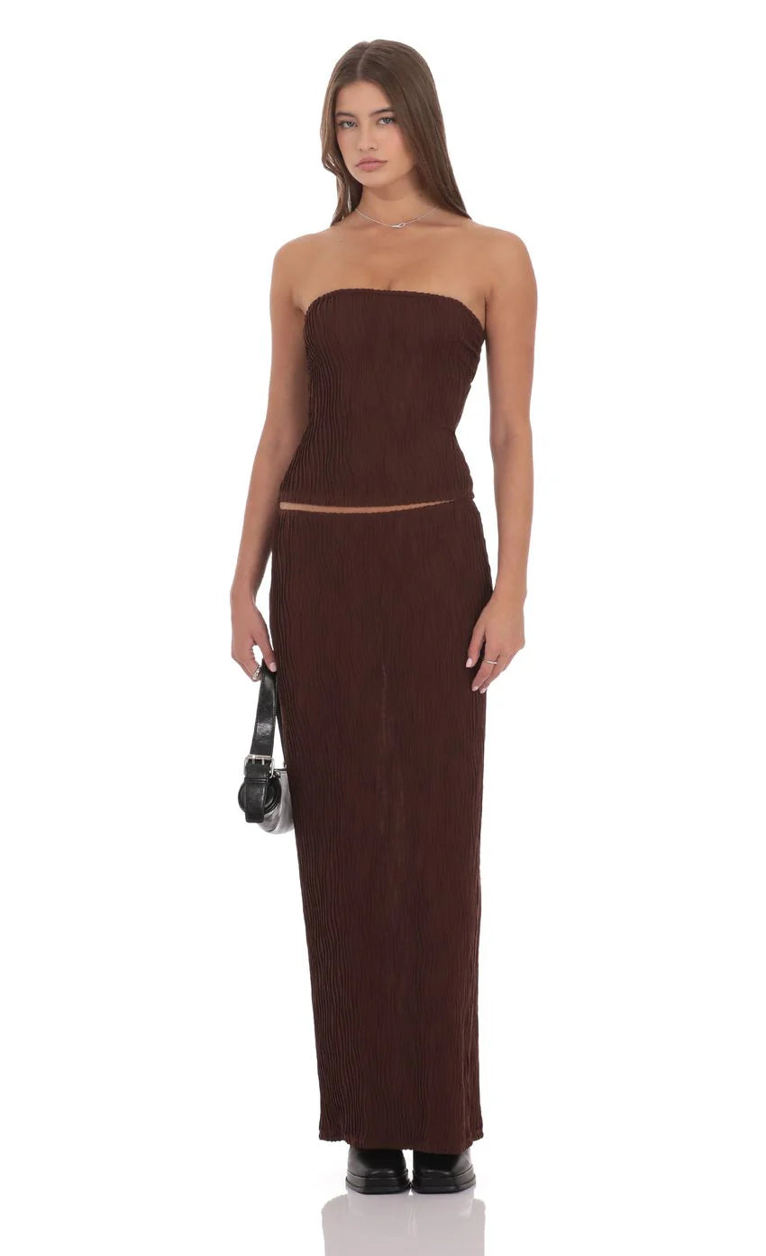 Textured Tube Top in Brown
