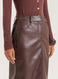 Chocolate Tailored PU Maxi Skirt