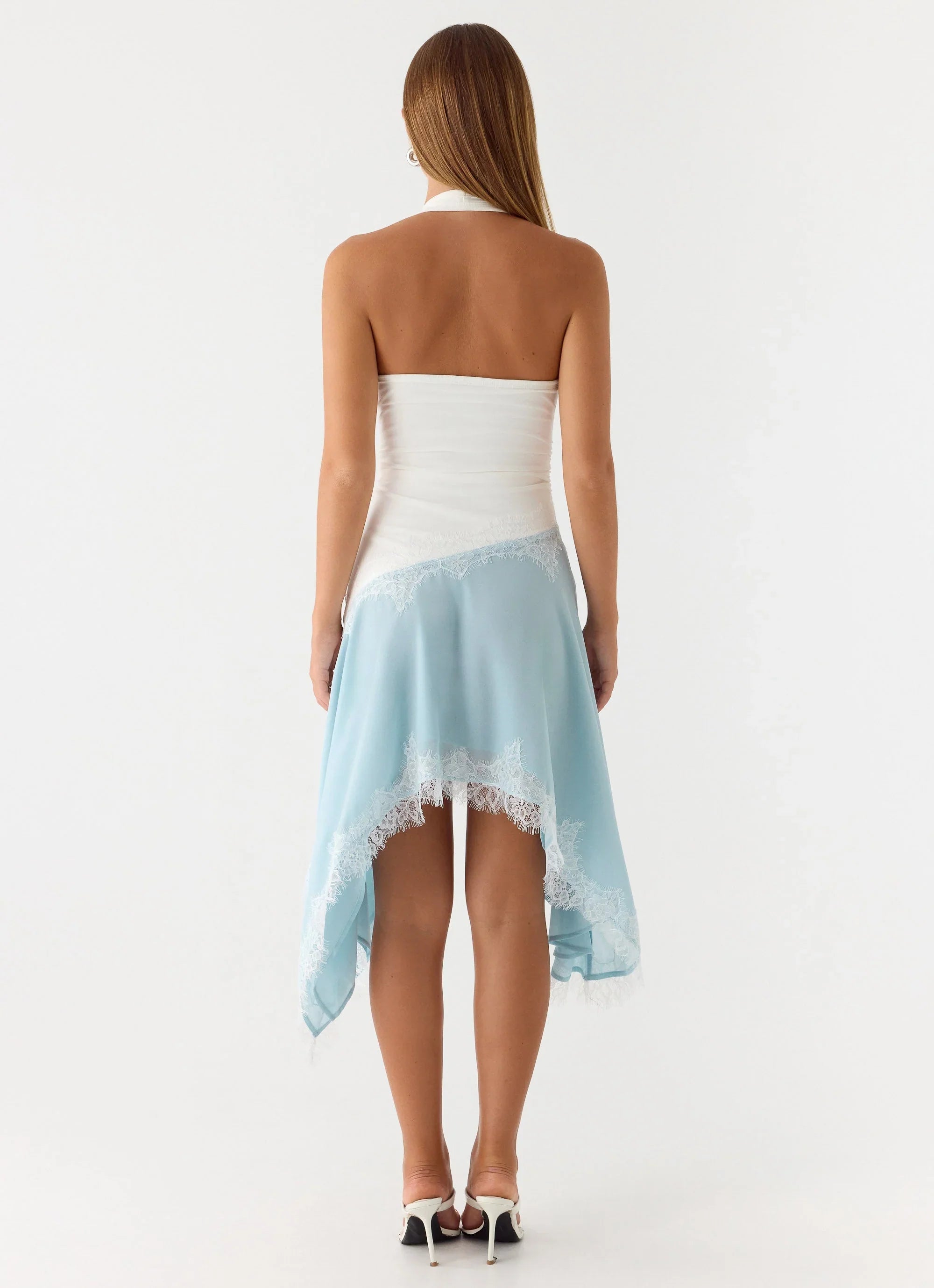 Brionee Midi Dress Pale Blue White